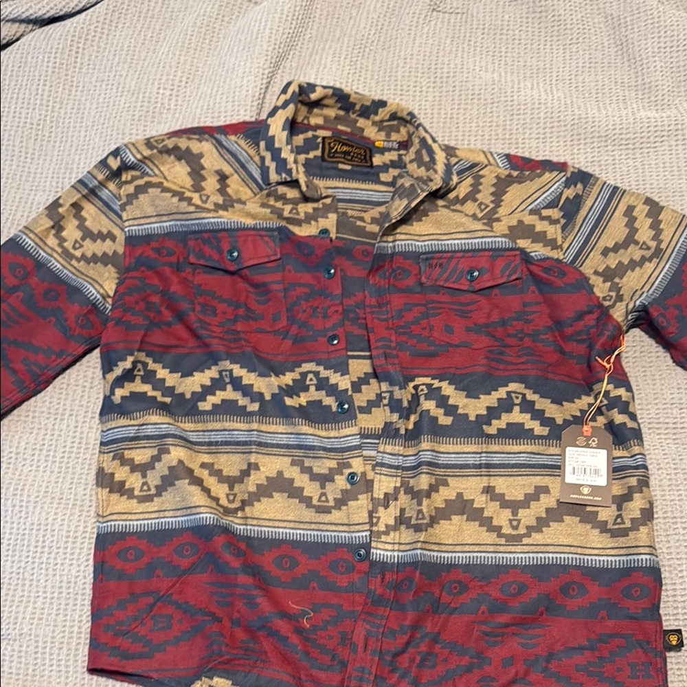 Howler Brothers Sheridan Longsleeve in Blue and Tan